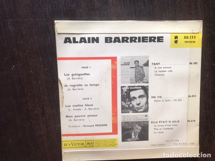 Discos de vinilo: Alain Barriere. Les guinguettes - Foto 2