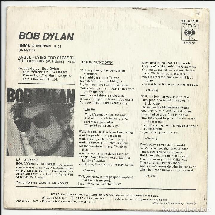 Discos de vinilo: Bob Dylan &lrm;&ndash; Union Sundown SINGLE &lrm;&ndash; CBS A 3916 ESPA&Ntilde;A 1983 - Foto 2