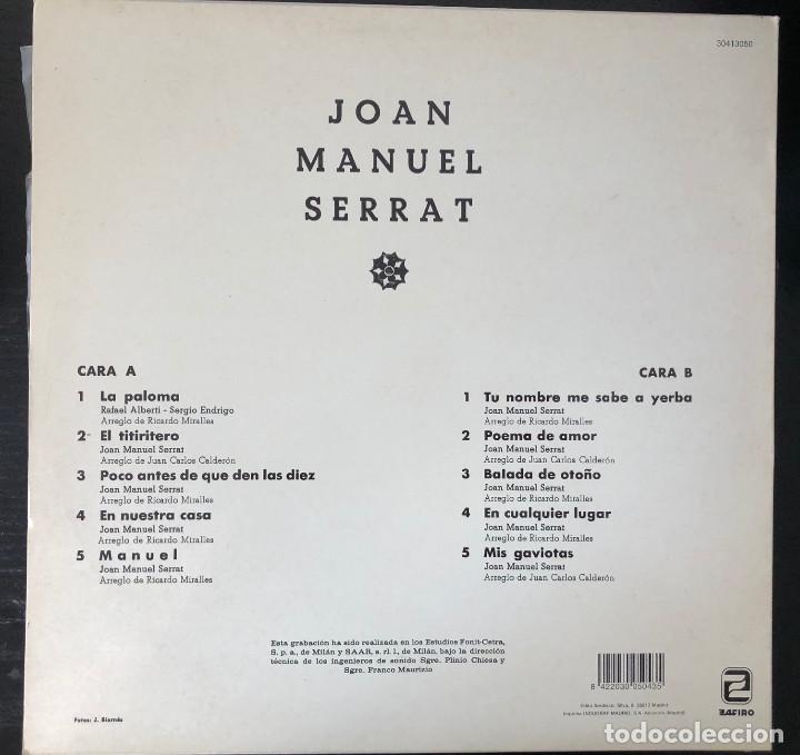 Discos de vinilo: JOAN MANEL SERRAT, LP , &Eacute;XITOS - Foto 2