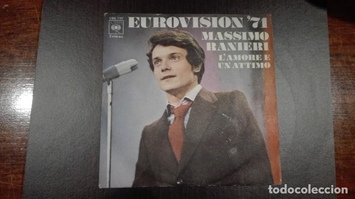 Discos de vinilo: Massimo Ranieri Single Eurovisi&oacute;n 1971 Lamore e un attimo CBS 1971 - Foto 1