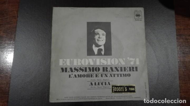 Discos de vinilo: Massimo Ranieri Single Eurovisi&oacute;n 1971 Lamore e un attimo CBS 1971 - Foto 2