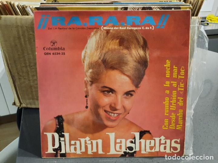 Disques de vinyle: Pilar&iacute;n Lasheras - Ra Ra Ra, Mambo del Tic toc, ... - EP. del sello Columbia de 1964