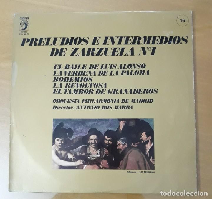 Discos de vinilo: LP PRELUDIOS E INTERMEDIOS DE ZARZUELA N&deg;1 - Foto 1