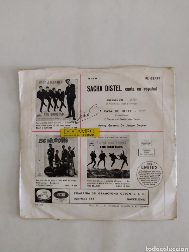 Discos de vinilo: Single vinilo Sacha Distel - Foto 2