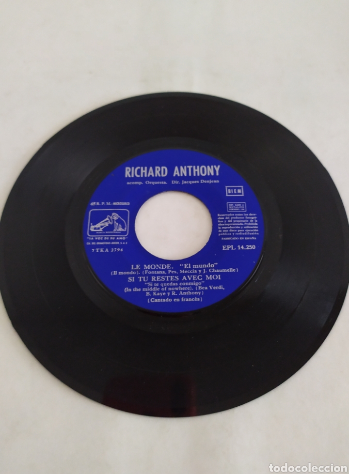 Discos de vinilo: Single vinilo Richard Anthony - Foto 4