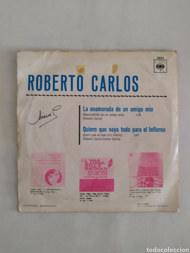 Discos de vinilo: Single vinilo Roberto Carlos - Foto 2