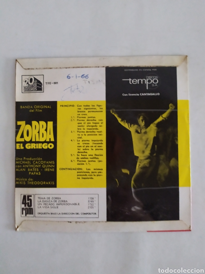 Discos de vinilo: Single vinilo BSO Zorba el griego - Foto 2