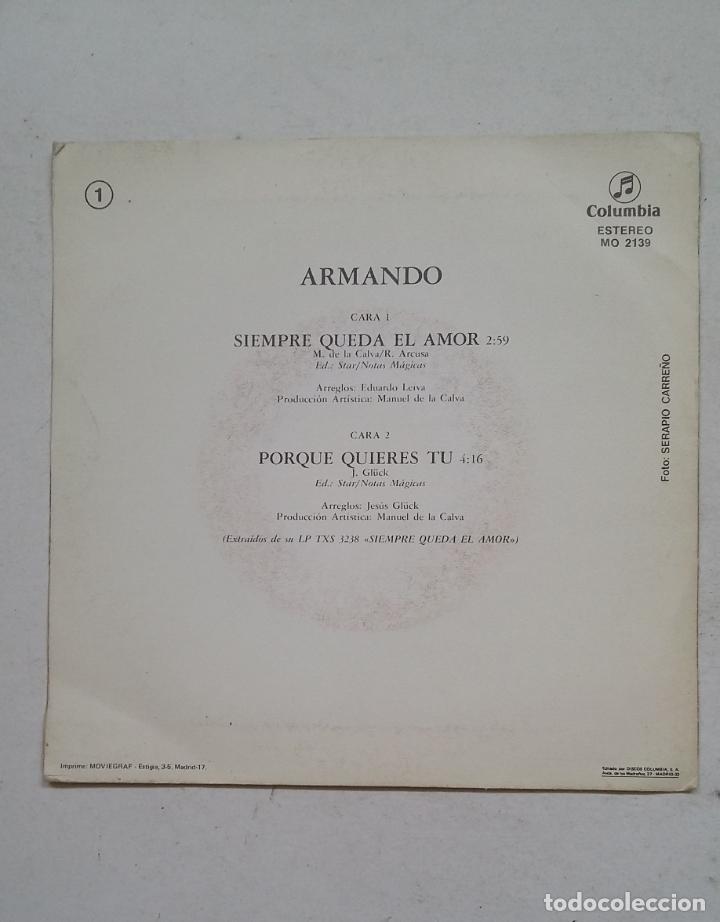 Discos de vinilo: Armando - Siempre queda el amor -. SINGLE. TDKDS16 - Foto 2