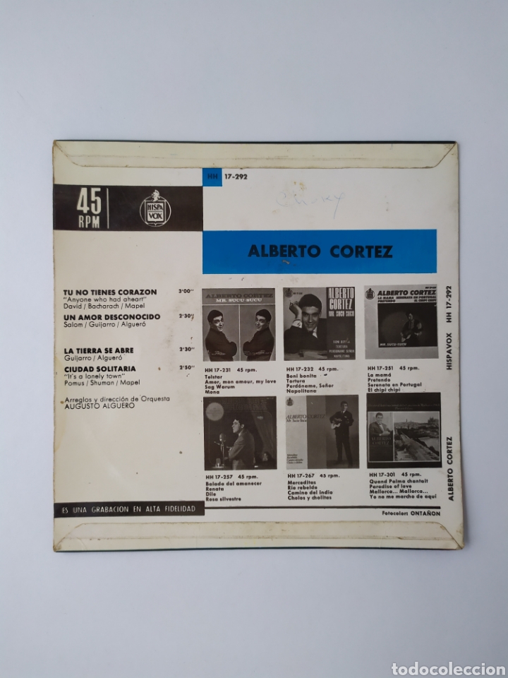 Discos de vinilo: Single vinilo Alberto Cortez - Foto 2