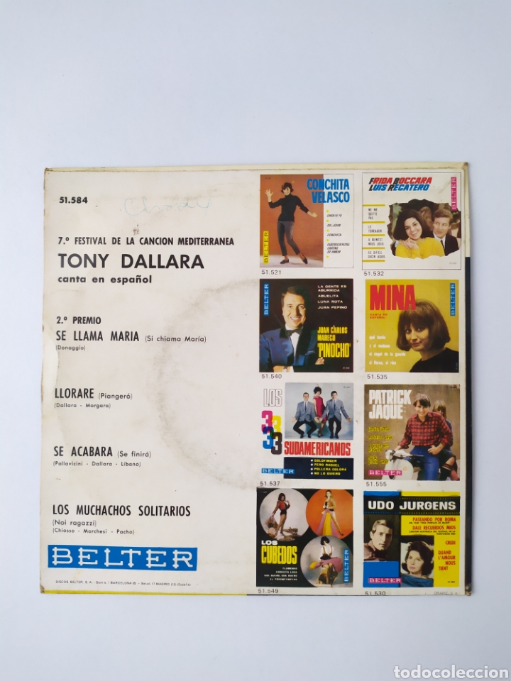 Discos de vinilo: Single vinilo Tony Dallara - Foto 2