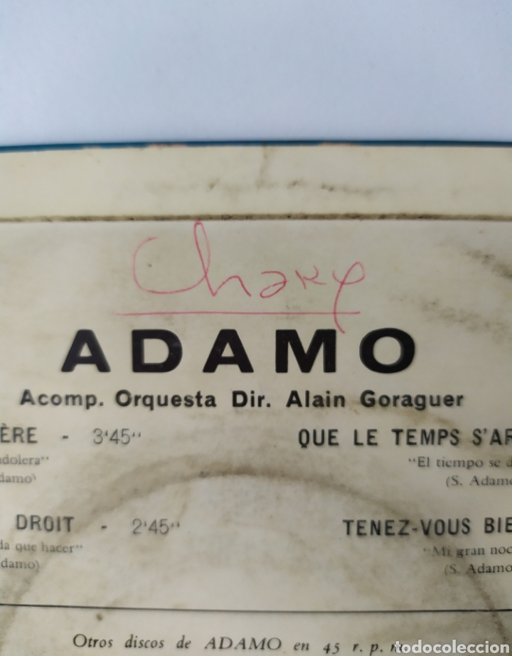 Discos de vinilo: Single vinilo Adamo - Foto 3
