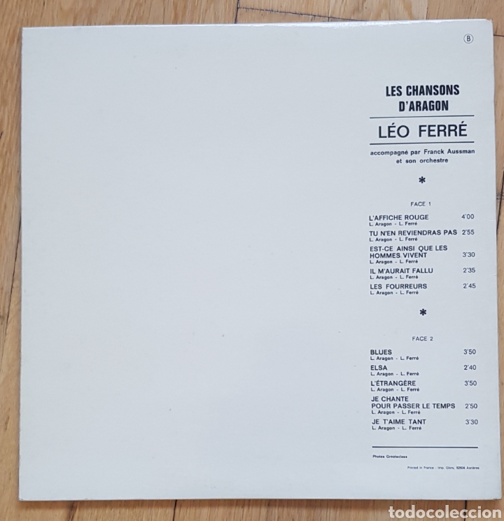 Discos de vinilo: Leo Ferr&eacute; Les Chansons DAragon lp. - Foto 3