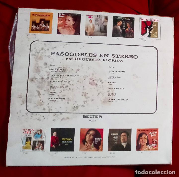 Discos de vinilo: ORQUESTA FLORIDA- PASODOBLES EN ESTEREO - BELTER LP - Foto 2