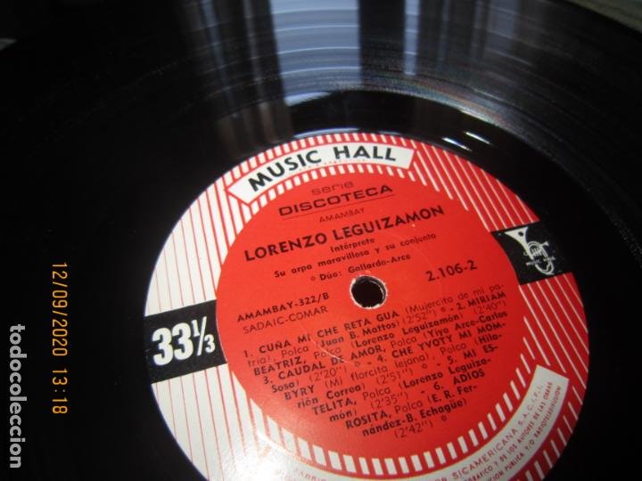 Discos de vinilo: LORENZO LEGUIZAMON - SU ARPA MARAVILLOSA Y SU CONJUNTO LP ORIGINAL ARGENTINO - AMANBAY 60´S MONO - - Foto 9 - 217705486