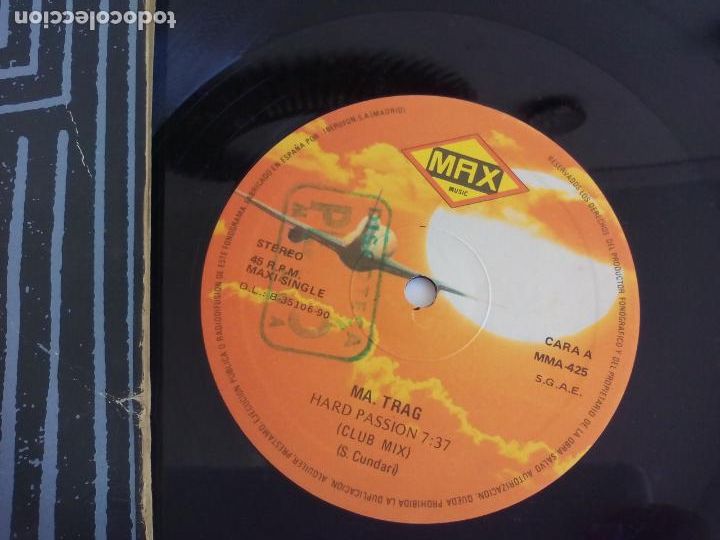 Discos de vinilo: MA. TRAG - HARD PASSION - MAX MUSIC - 1990 - Foto 2