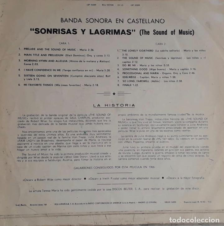 Discos de vinilo: LP Sonrisas y l&aacute;grimas - Foto 2
