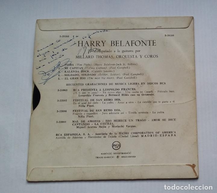 Discos de vinilo: HARRY BELAFONTE. PIABA. EP. TDKDS13 - Foto 2
