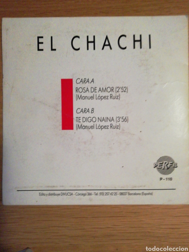 Discos de vinilo: El Chachi. Rosa de amor. - Foto 2