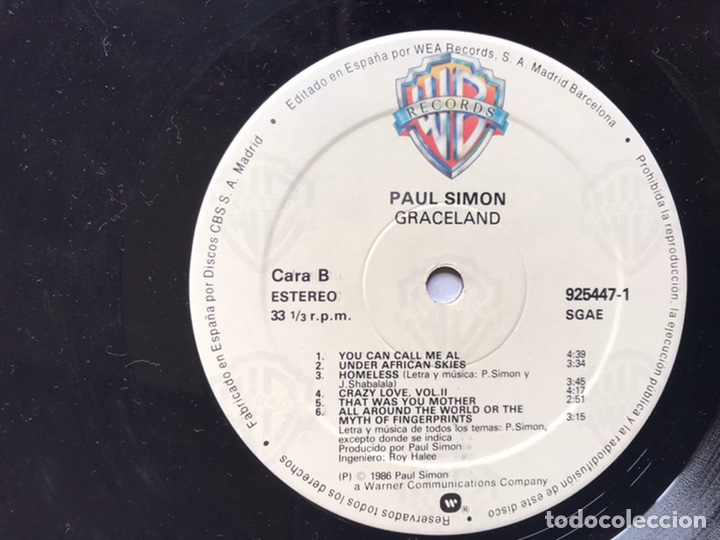 Discos de vinilo: Graceland. Paul Simon - Foto 3