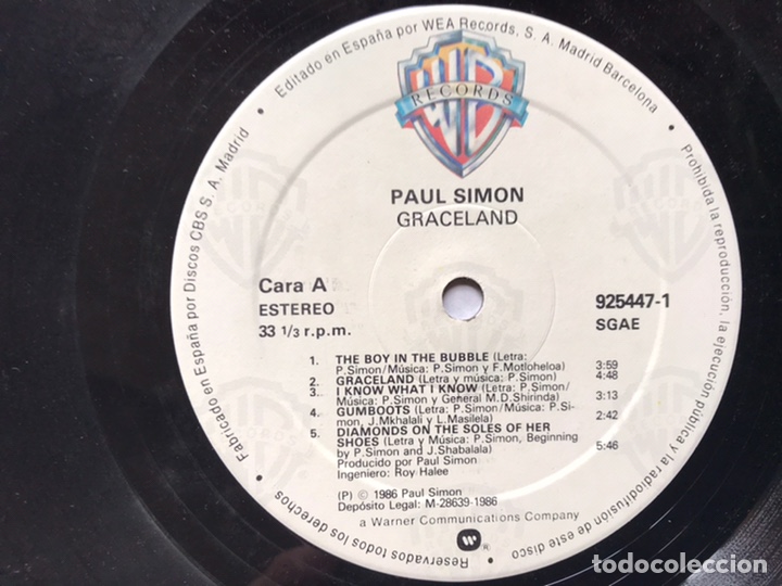 Discos de vinilo: Graceland. Paul Simon - Foto 5