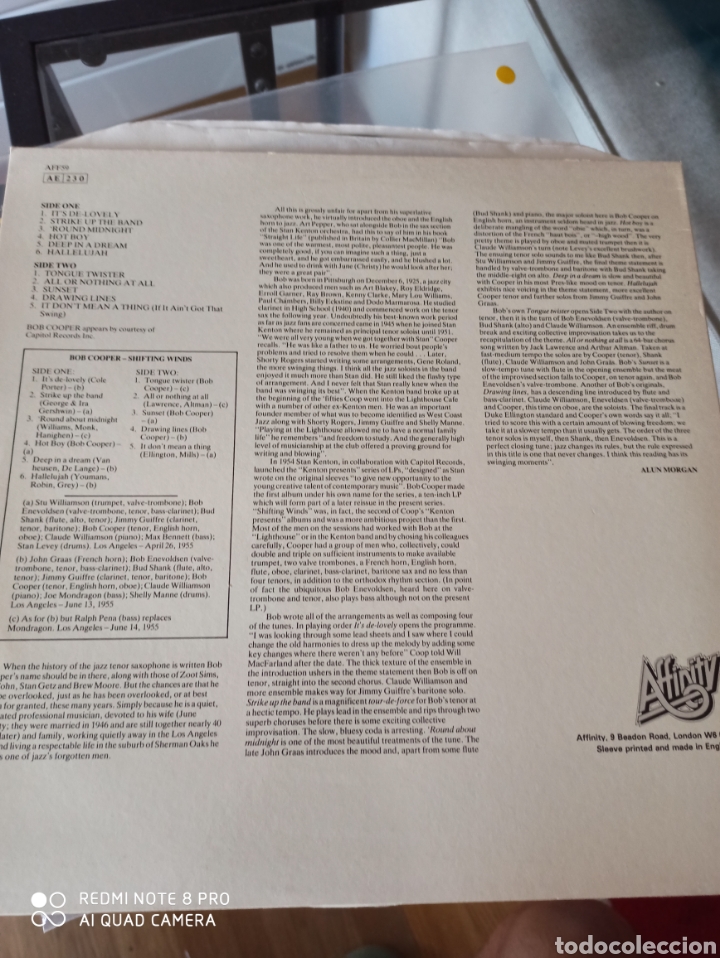 Discos de vinilo: Bob Cooper - Shifting Winds (Affinity - AFF 59, UK, 1981) - Foto 2