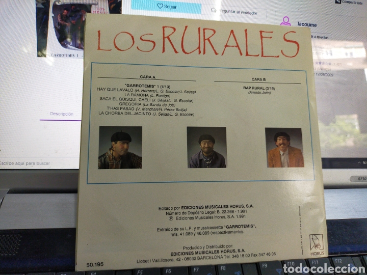Discos de vinilo: Los rurales single garrotemis 1 1991 - Foto 2