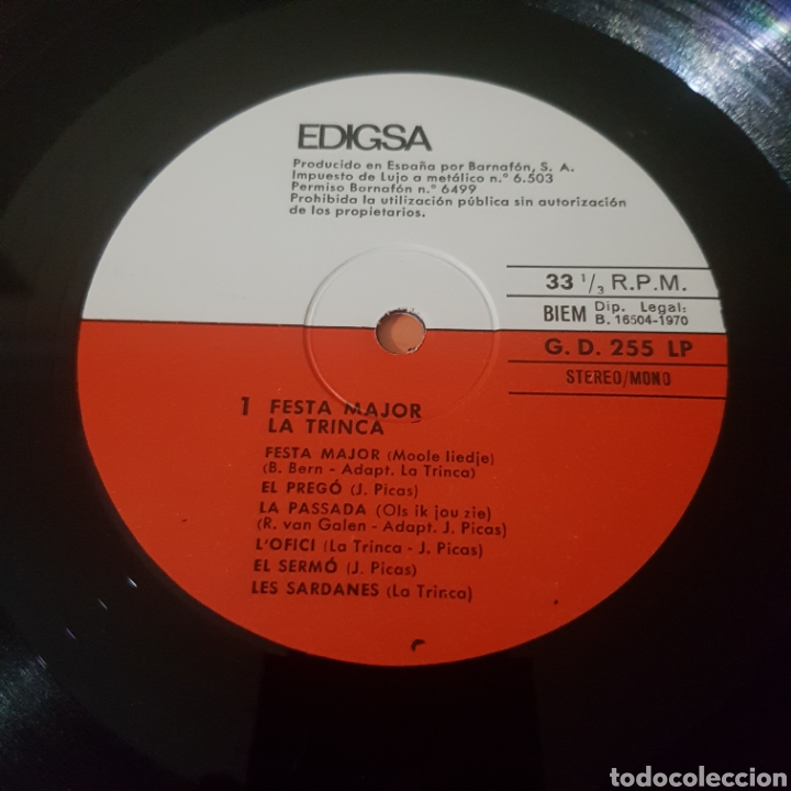 Discos de vinilo: LA TRINCA - FESTA MAJOR - Foto 3