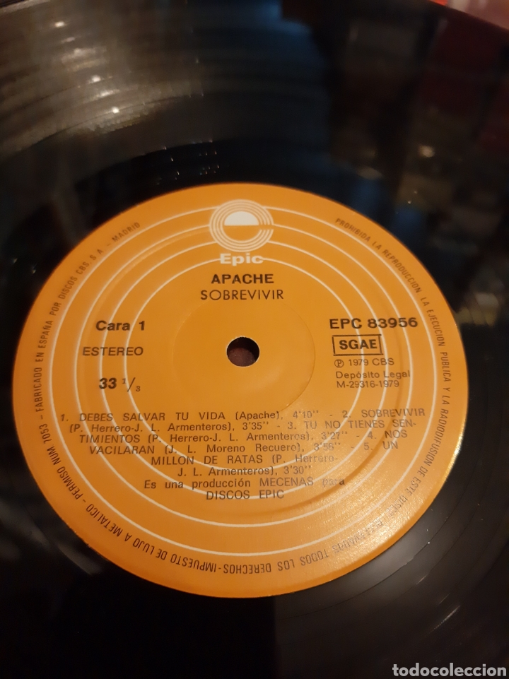 Discos de vinilo: APACHE SOBREVIVIR LP 1979 epic - Foto 4