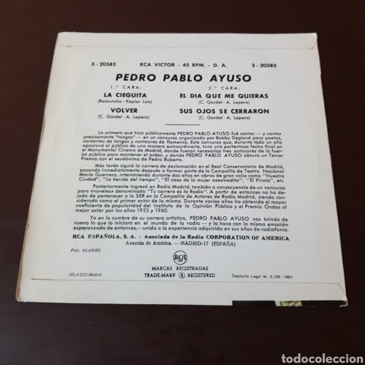 Discos de vinilo: PEDRO PABLO AYUSO - LA CIEGUITA ... - Foto 2
