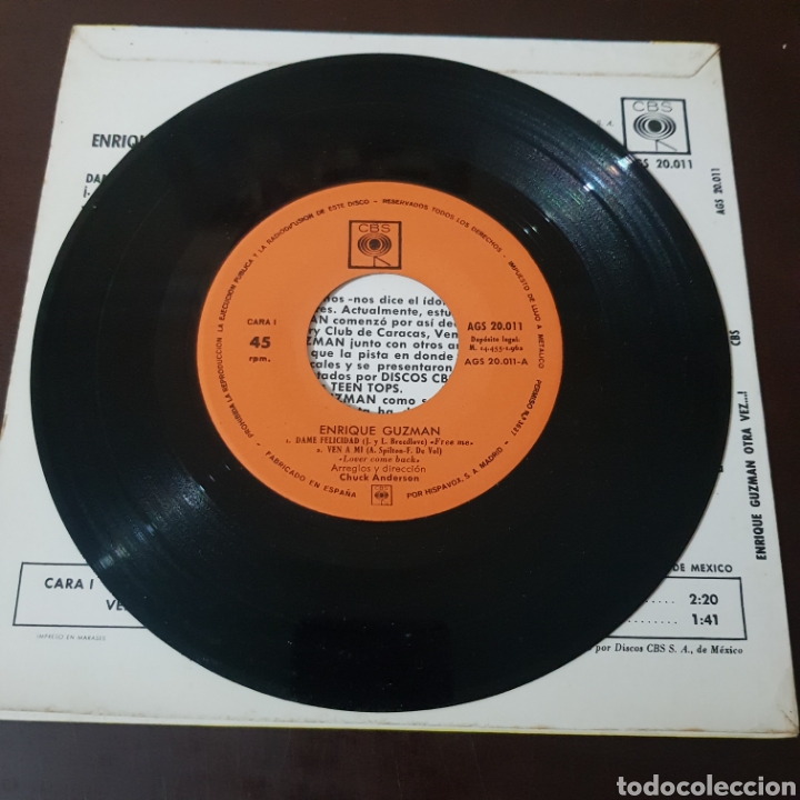 Discos de vinilo: ENRIQUE GUZMAN 1962 CBS - Foto 3
