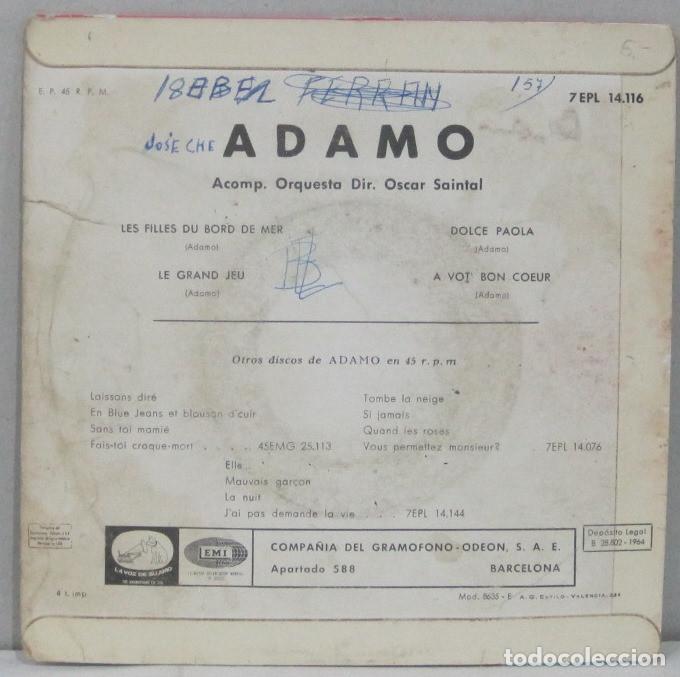 Discos de vinilo: ADAMO - LES FILLES DU BORD DE MER - SINGLE - Foto 2
