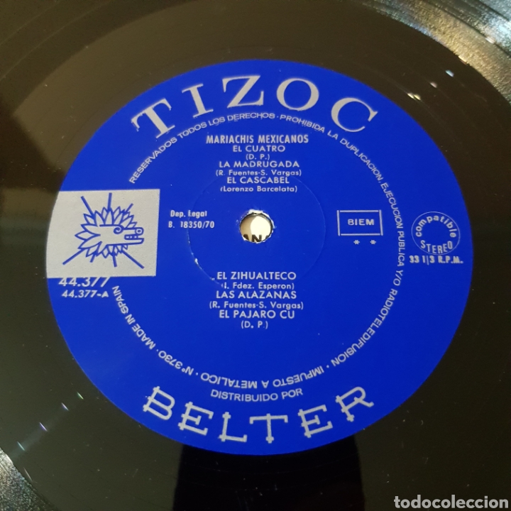 Discos de vinilo: MARIACHIS MEXICANOS - BELTER TIZOC - Foto 3