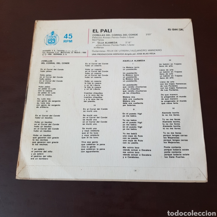 Discos de vinilo: EL PALI - COSILLAS DEL CORRAL DEL CONDE - Foto 2