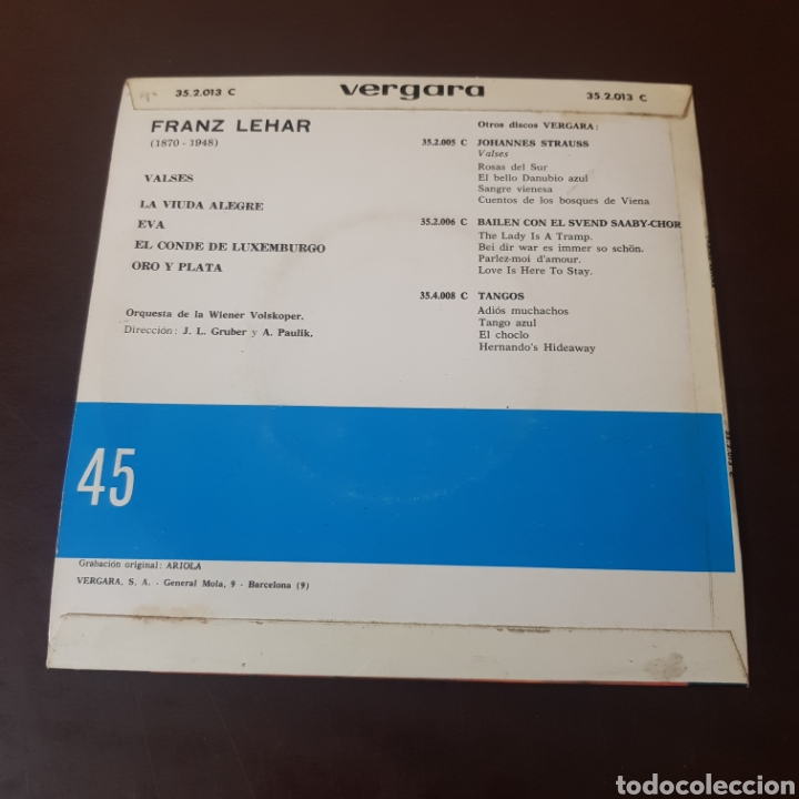 Discos de vinilo: FRANZ LEHAR VALSES - LA VIUDA ALEGRE- EVA ... - Foto 2