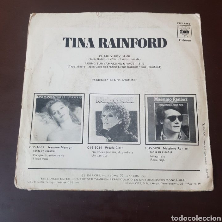 Discos de vinilo: TINA RAINFORD - CHARLY BOY - CBS - Foto 2