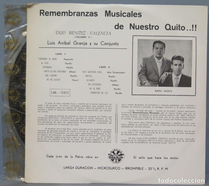Discos de vinilo: LP. REMEMBRANZAS MUSICALES DE NUESTRO QUITO - Foto 3