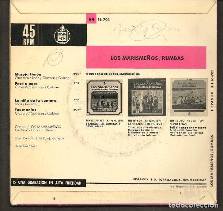 Discos de vinilo: DISCOS SINGLES VINILO: LOS MARISME&Ntilde;OS. RUMBAS. (P/B72.C2) - Foto 2