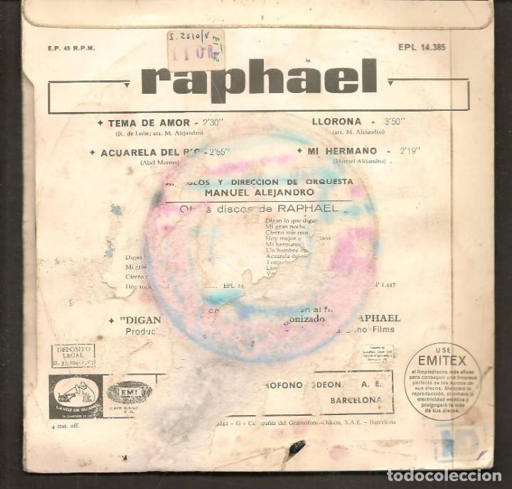Discos de vinilo: DISCOS SINGLES VINILO: RAPHAEL. TEMA DE AMOR. (P/B72.C2) - Foto 2