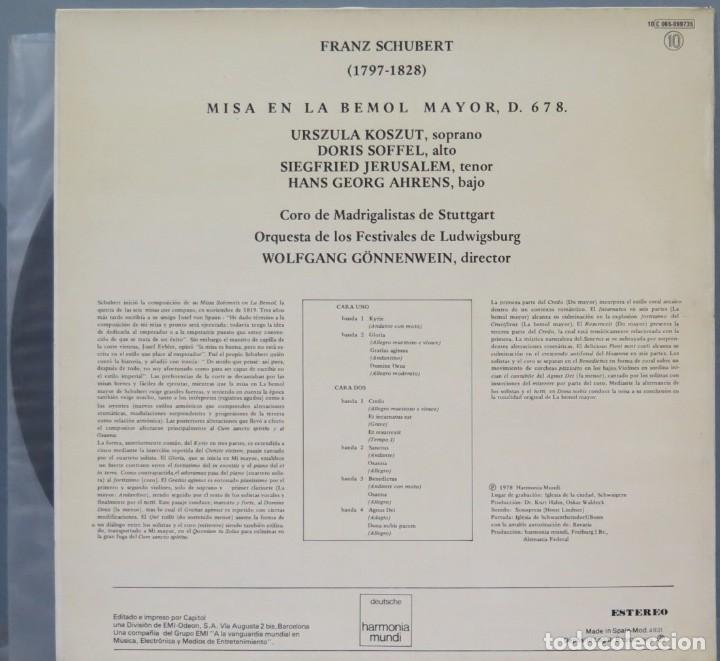 Discos de vinilo: LP. SCHUBERT. MESSE AS-DUR D. 678 - Foto 2