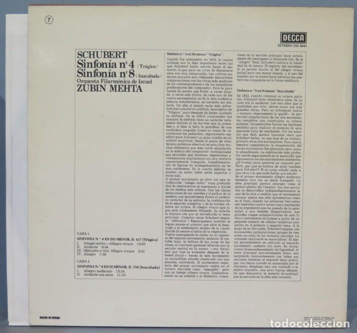 Discos de vinilo: LP. SCHUBERT. SINFONIA 4 Y 8. MEHTA - Foto 2