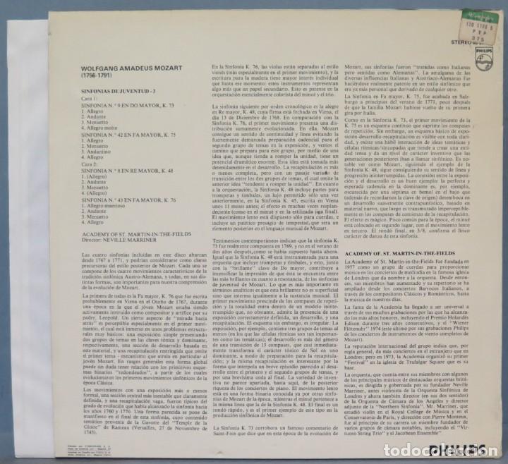 Discos de vinilo: LP. MOZART. SINFONIA 3 - Foto 2