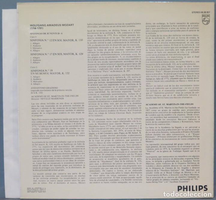 Discos de vinilo: LP. MOZART. SINFONIA 6 - Foto 2