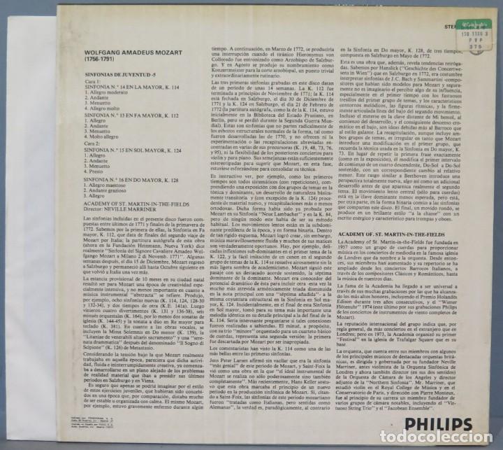 Discos de vinilo: LP. MOZART. SINFONIA 5 - Foto 2