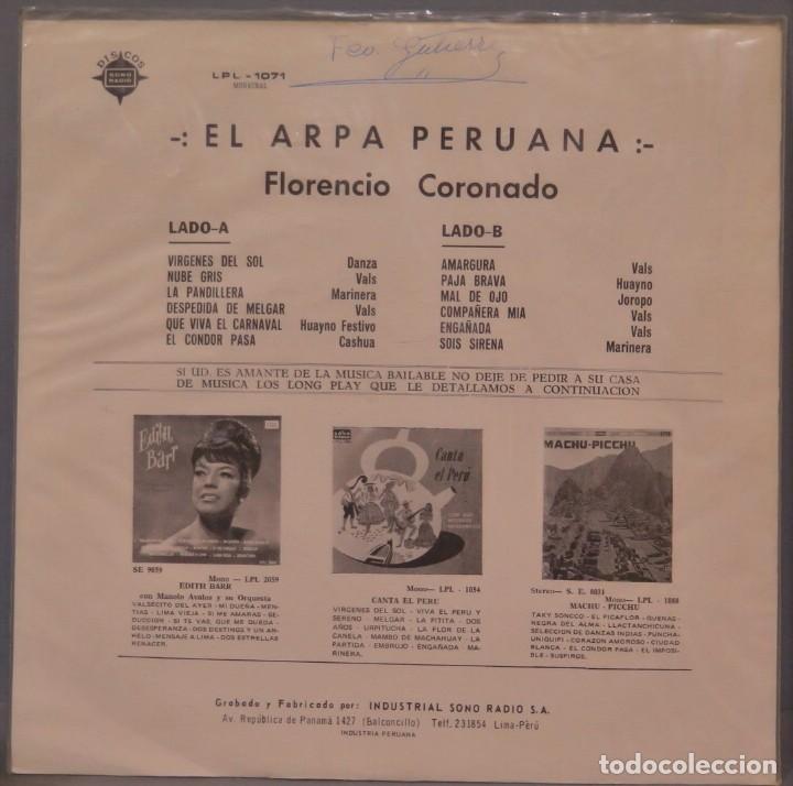 Discos de vinilo: LP. FLORECION CORONADO. EL ARPA PERUANA - Foto 2