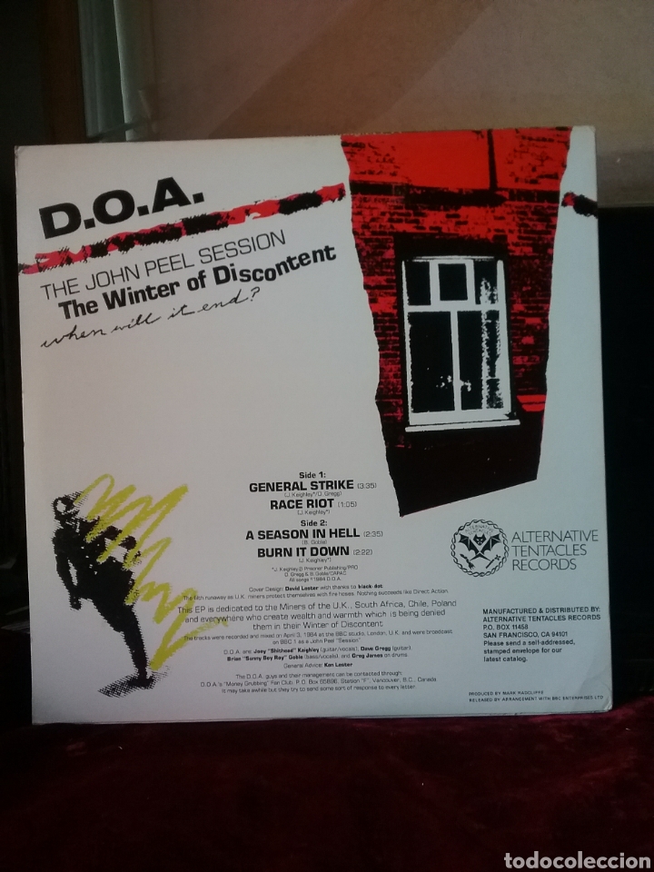 Discos de vinilo: D.O.A. 1984 Alternative Tentacles 4 Temas. Nuevo. - Foto 2