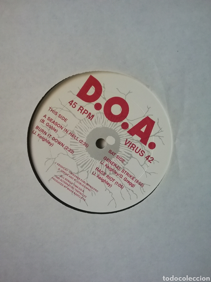 Discos de vinilo: D.O.A. 1984 Alternative Tentacles 4 Temas. Nuevo. - Foto 4