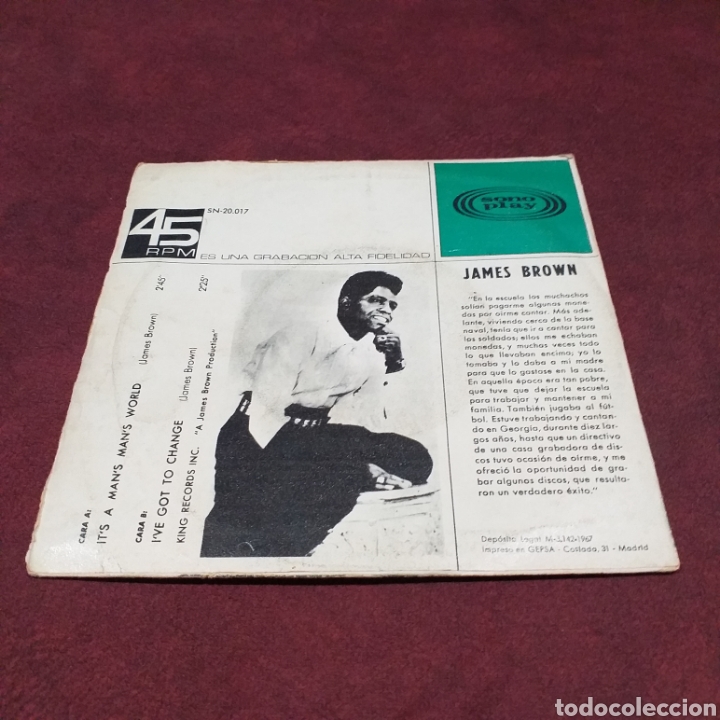 Discos de vinilo: JAMES BROWN - ITS A MANS MANS WORLD, SINGLE 7&rdquo; - Foto 2