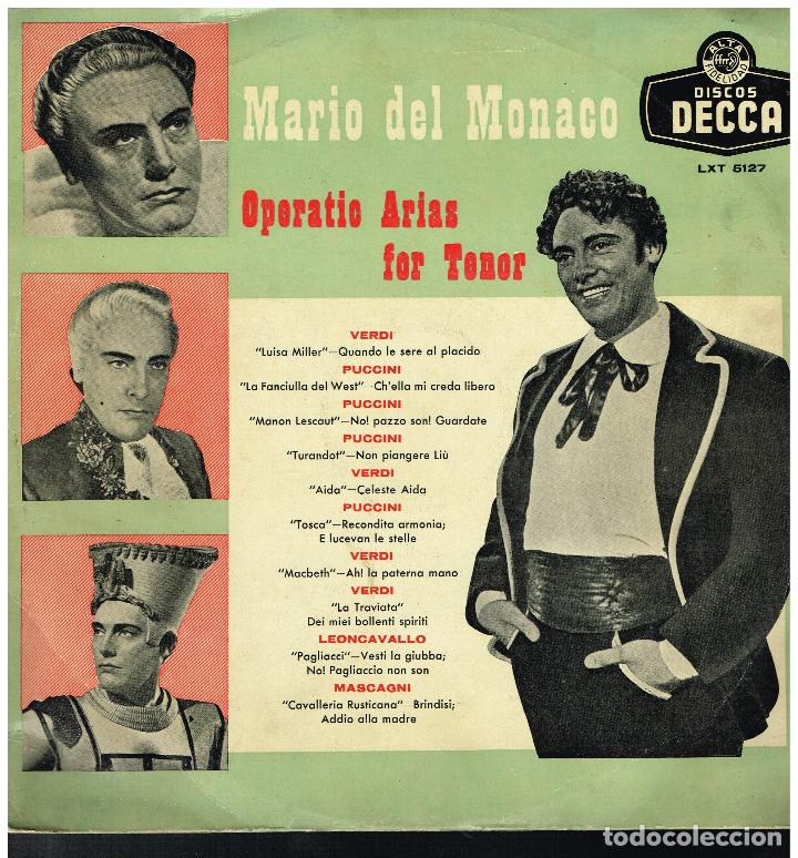 Discos de vinilo: MARIO DEL MONACO - OPERATIC ARIAS FOR TENOR - LP - Foto 1