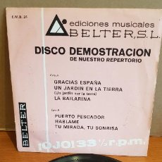Discos de vinilo: DISCO DEMOSTRACIÓN / EDICIONES MUSICALES BELTER / EP - 1971 / 33⅓ RPM. / CONTIENE 6 TEMAS. MBC. ***