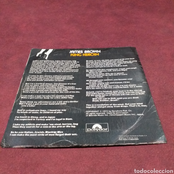 Discos de vinilo: JAMES BROWN - KING HEROIN - SINGLE 7&rdquo; - Foto 2